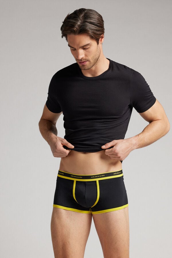 Men Intimissimi Superior Cotton With Logo Boxer Black | 6127053-TB