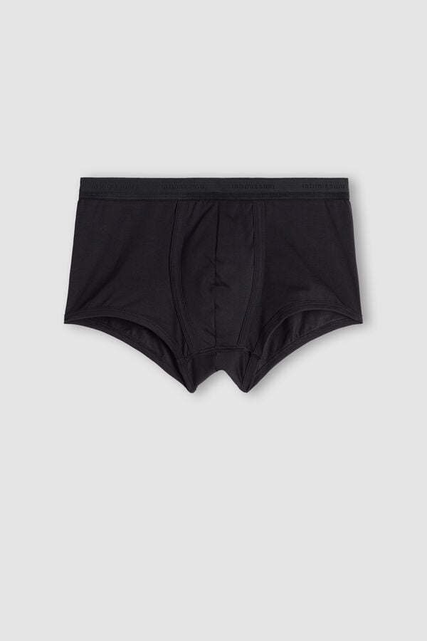 Men Intimissimi Superior Cotton With Logo Boxer Black / Black | 1268439-NO