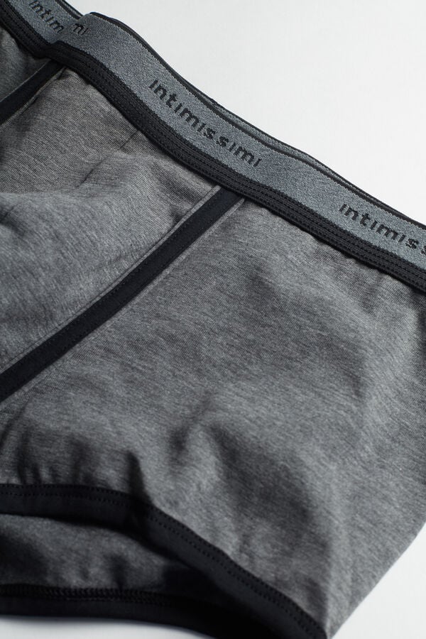 Men Intimissimi Superior Cotton With Logo Boxer Deep Grey / Black | 6348925-HD