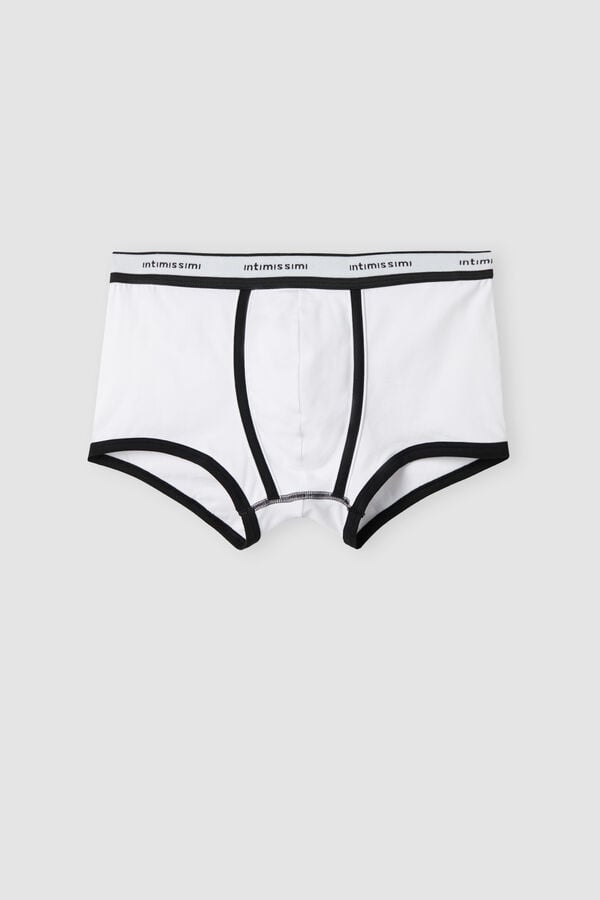 Men Intimissimi Superior Cotton With Logo Boxer White / Black | 8702593-UF