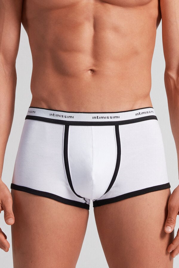 Men Intimissimi Superior Cotton With Logo Boxer White / Black | 8702593-UF