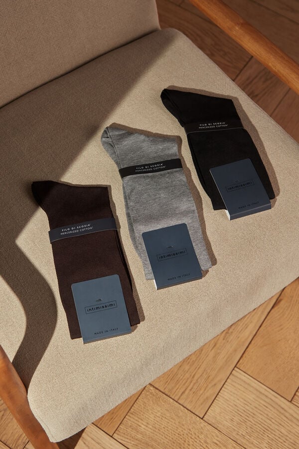 Men Intimissimi Tall Sateen Egyptian Cotton Socks Brown | 1629305-BL