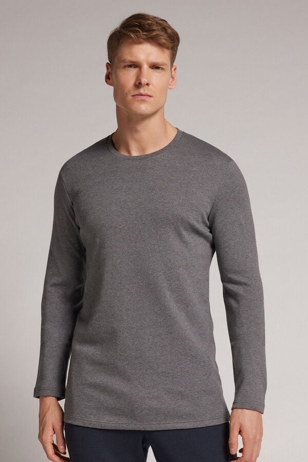 Men Intimissimi Top In Warm Cotton Long Sleeve Deep Grey | 4960378-LM