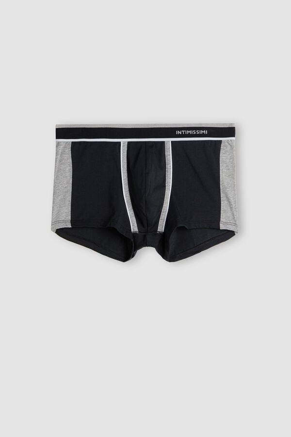 Men Intimissimi Two-Tone Superior Cotton Boxer Black / Light Grey | 7854109-GB