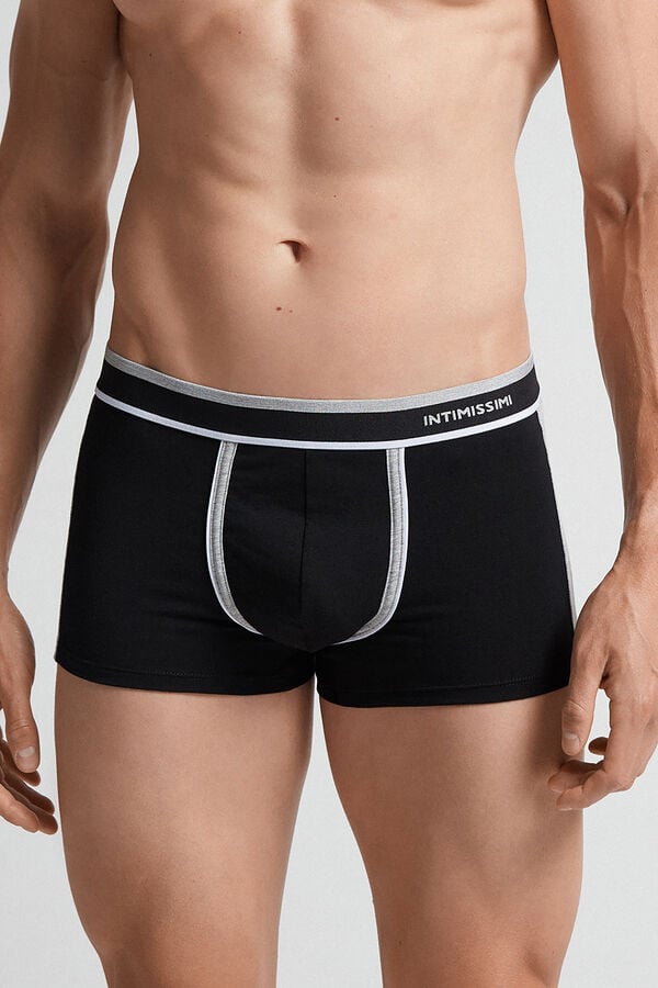 Men Intimissimi Two-Tone Superior Cotton Boxer Black / Light Grey | 7854109-GB