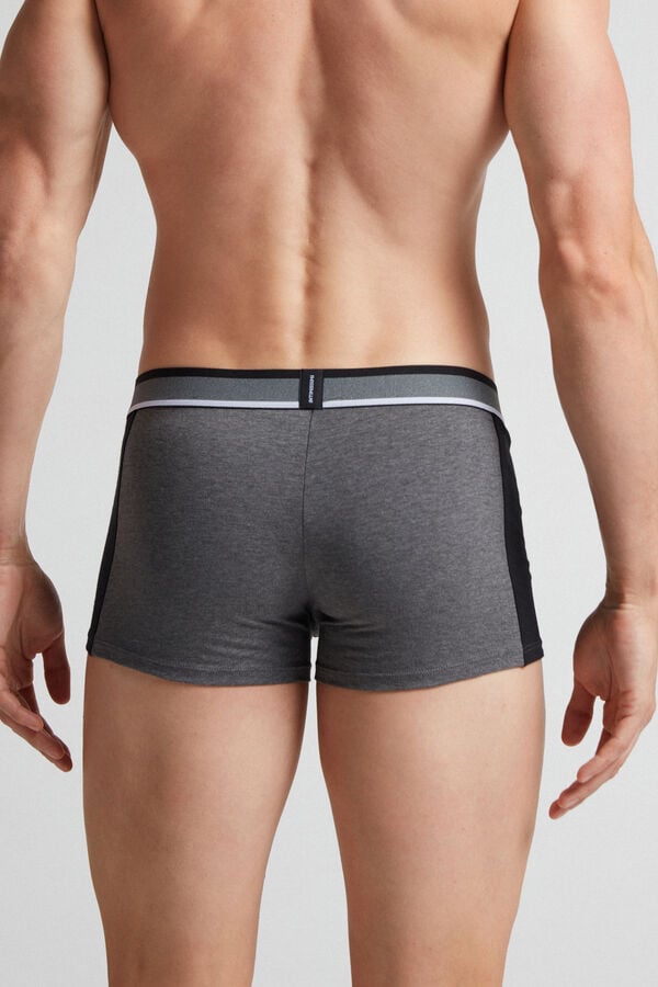 Men Intimissimi Two-Tone Superior Cotton Boxer Deep Grey / Black | 7815430-HI