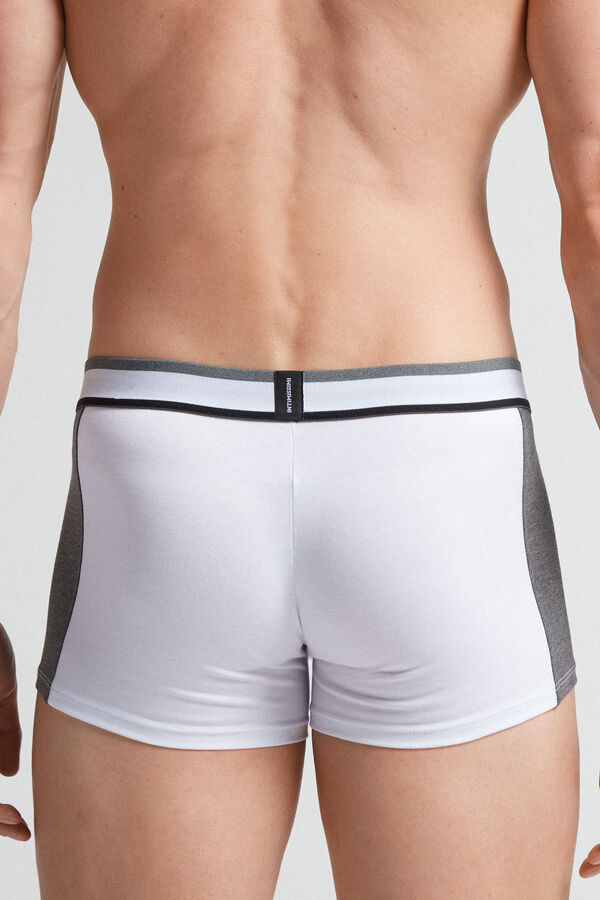 Men Intimissimi Two-Tone Superior Cotton Boxer White / Deep Grey | 4816327-WR