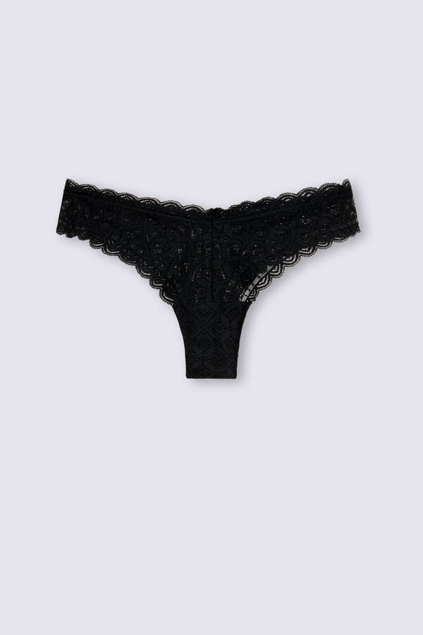 Women Intimissimi 80s-Style Lacezilian Briefs Black | 0254971-EV