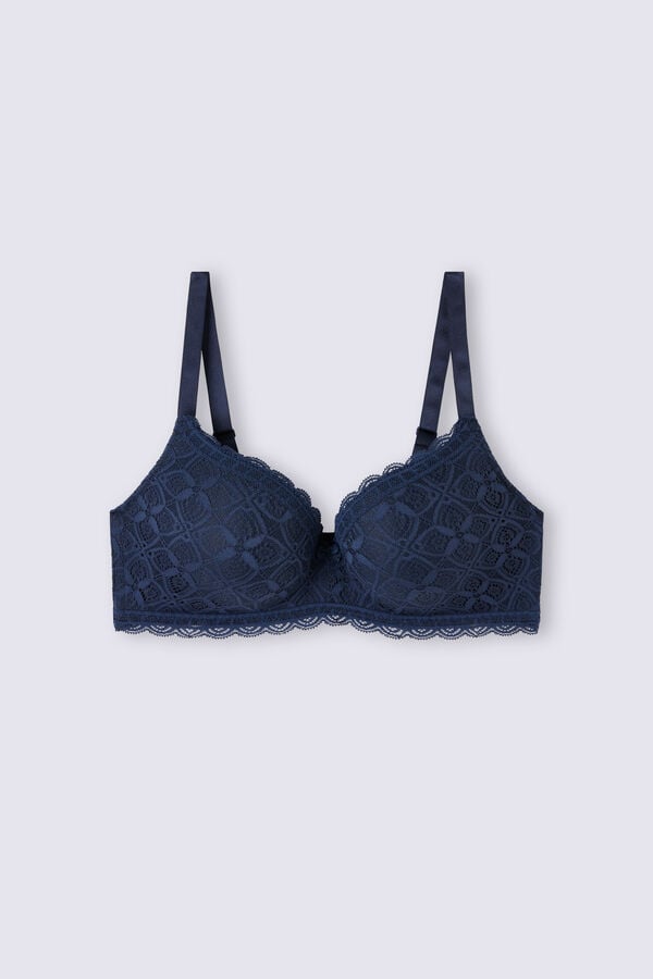 Women Intimissimi Adele Triangle Lace Bra Blue | 5428379-PF