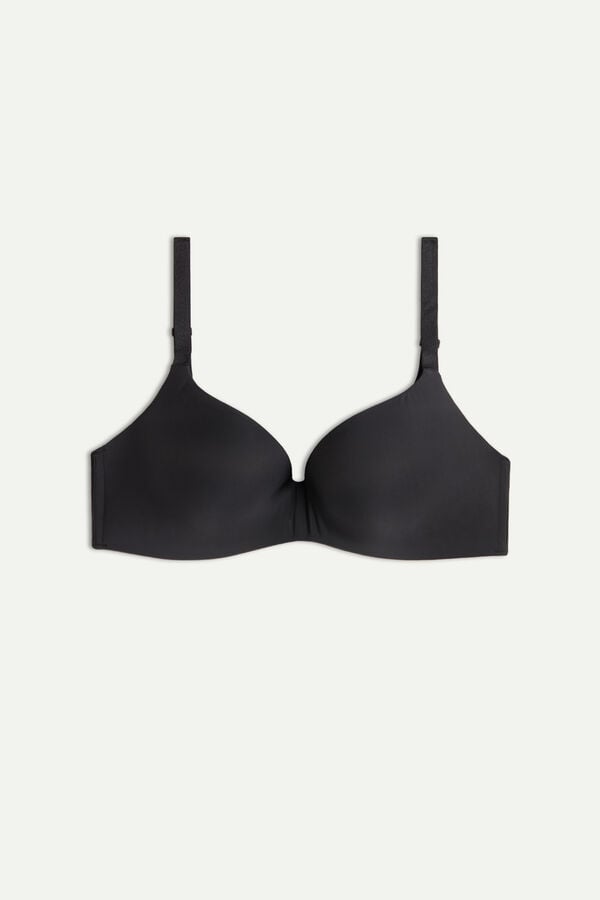 Women Intimissimi Adele Wireless Boost Triangle Ultralight Microfiber Bra Black | 6741325-GZ