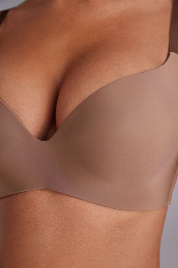 Women Intimissimi Adele Wireless Boost Triangle Ultralight Microfiber Bra Dark Beige | 2039548-ZQ