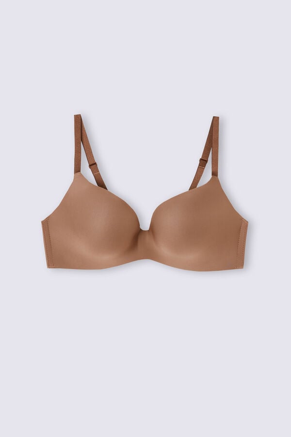 Women Intimissimi Adele Wireless Boost Triangle Ultralight Microfiber Bra Dark Beige | 2039548-ZQ