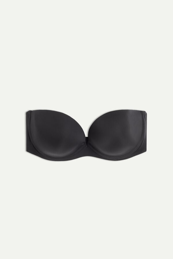 Women Intimissimi Anna Bandeau Ultralight Microfiber Bra Black | 9526387-LN