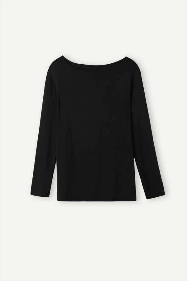 Women Intimissimi Bateau Neck In Micromodal Long Sleeve Black | 6254918-LW