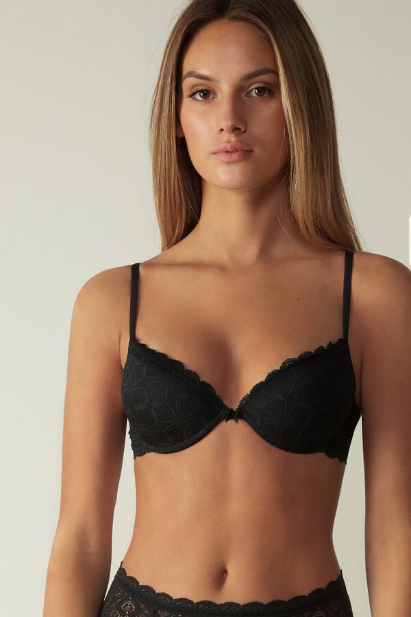 Women Intimissimi Bellissima Push-Up Lace Bra Black | 2048571-YI