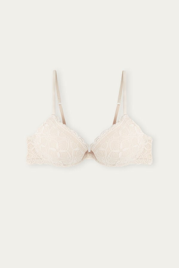 Women Intimissimi Bellissima Push-Up Lace Bra Cream Pink | 7182635-XA