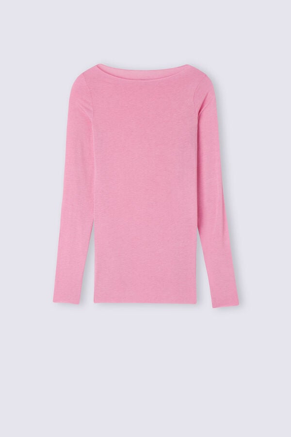 Women Intimissimi Boat Neck Modal Cashmere Ultralight Long Sleeve Pink | 3492058-HO