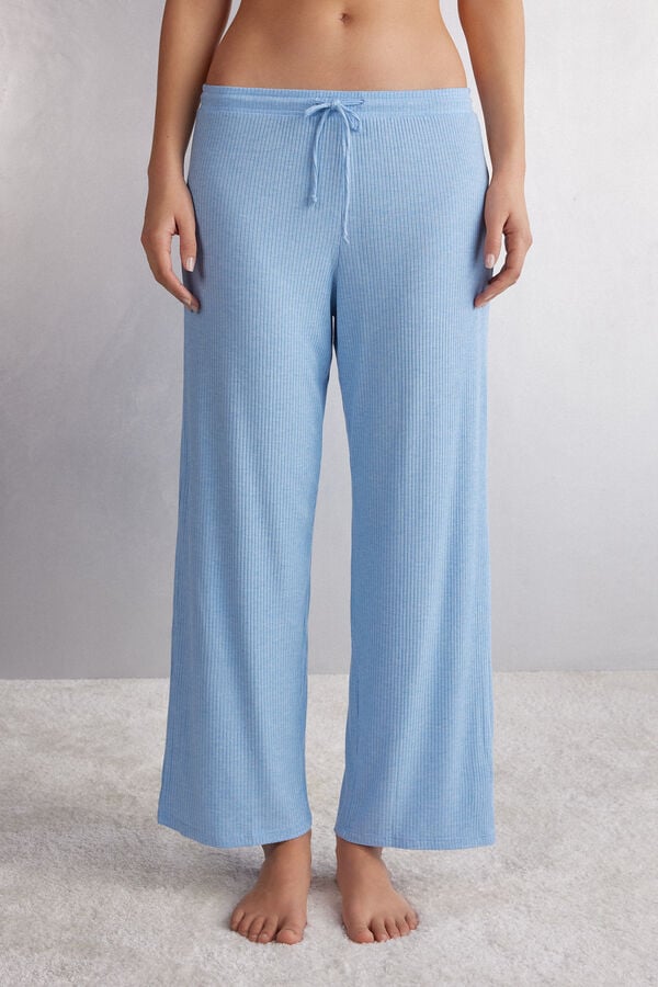 Women Intimissimi Chic Comfort Full Length Modal Palazzo Pants Blue | 2537908-YR