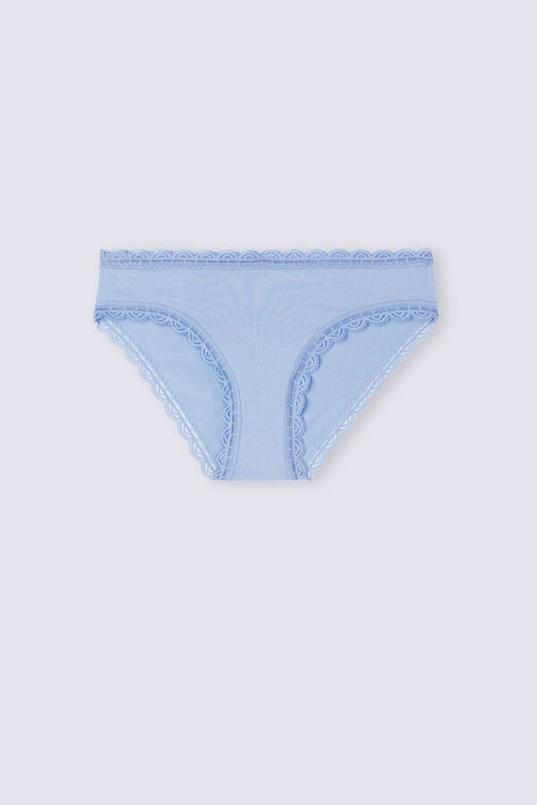 Women Intimissimi Cotton And Lace Panties Blue | 4183562-OR