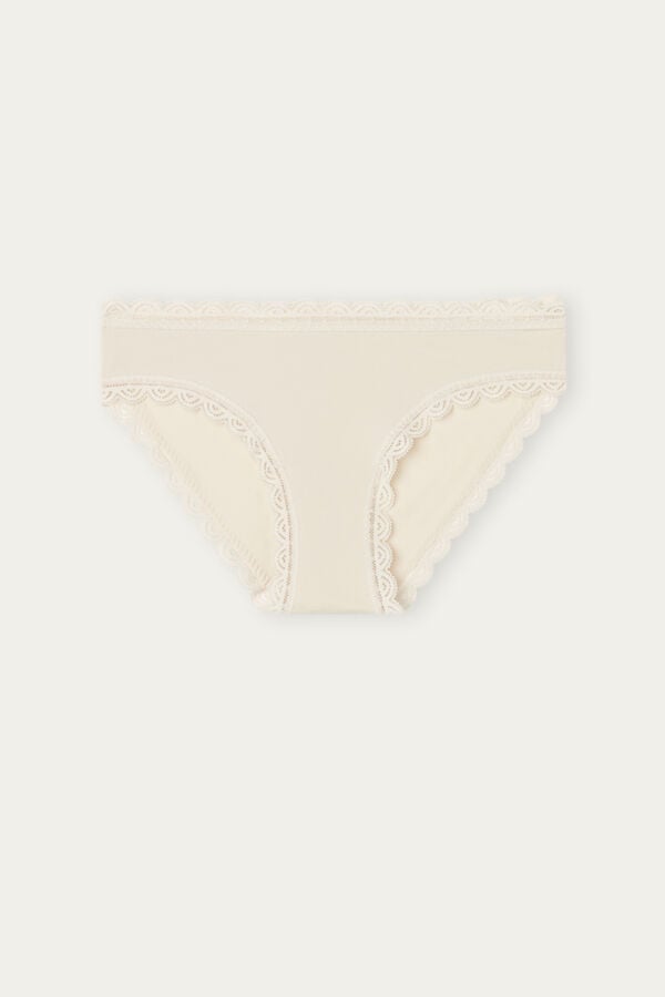 Women Intimissimi Cotton And Lace Panties Cream Pink | 8054173-VW