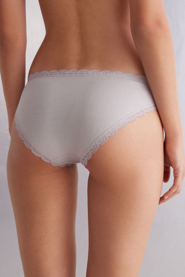 Women Intimissimi Cotton And Lace Panties Grey | 6983045-QD