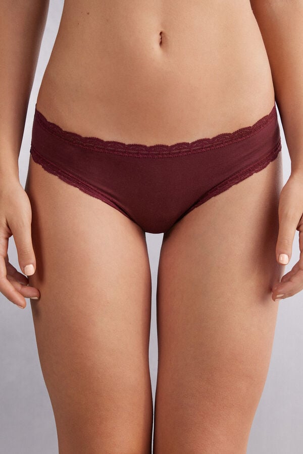 Women Intimissimi Cotton And Lace Panties Red | 5264813-XD