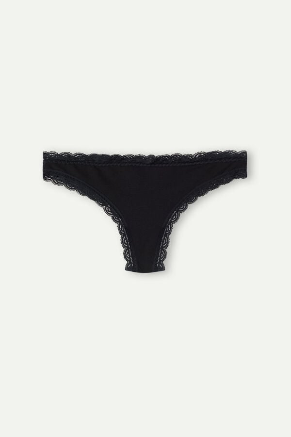 Women Intimissimi Cotton And Lacezilian Briefs Black | 2509814-CY