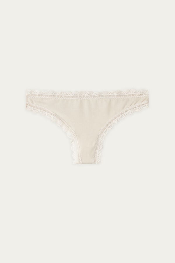 Women Intimissimi Cotton And Lacezilian Briefs Cream Pink | 0317459-PC