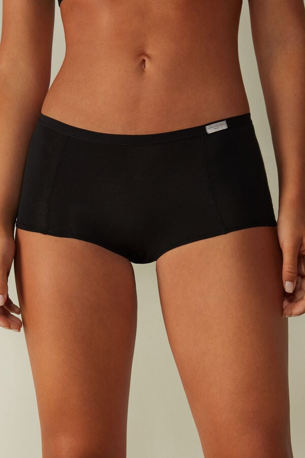 Women Intimissimi Cotton Boyshorts Shorts Black | 5246937-KJ