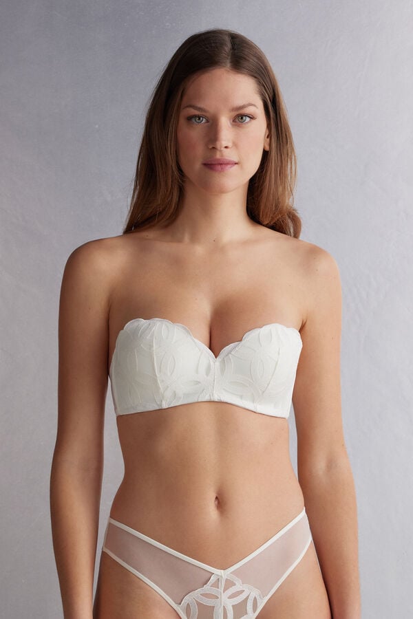 Women Intimissimi Crafted Elegance Gioia Bandeau Bra White | 4026817-JU