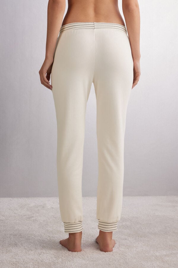 Women Intimissimi Creamy Stripes Jogger Pants White | 7369154-SV