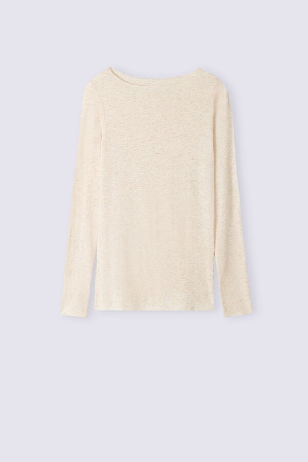 Women Intimissimi Crewneck In Modal Light With Cashmere Lamé Sweater Cream White | 4729038-WG