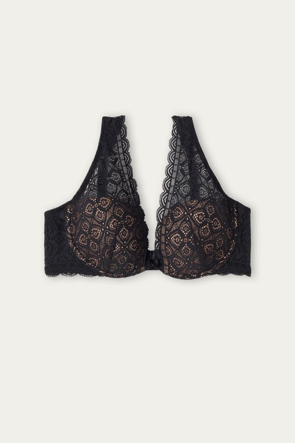 Women Intimissimi Elena Balconette Lace Bra Black | 0913624-LK