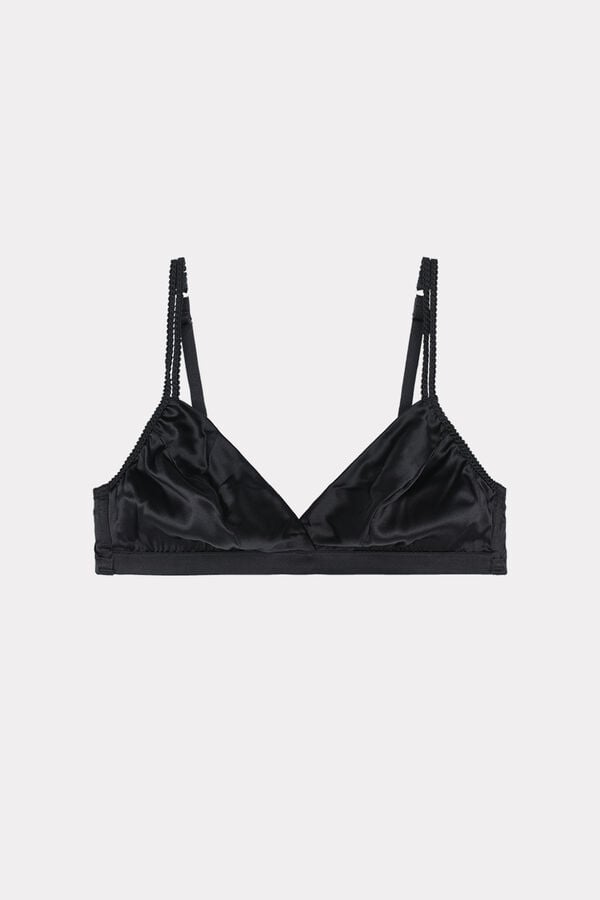 Women Intimissimi Emma Refined Everydaylette Triangle Silk Bra Black | 8751962-CD