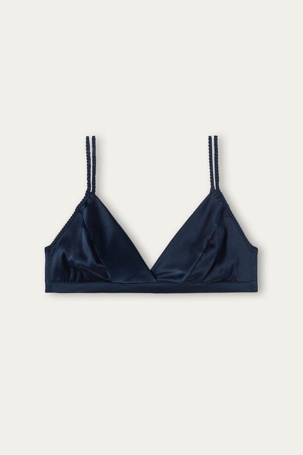 Women Intimissimi Emma Refined Everydaylette Triangle Silk Bra Blue | 1072984-SP