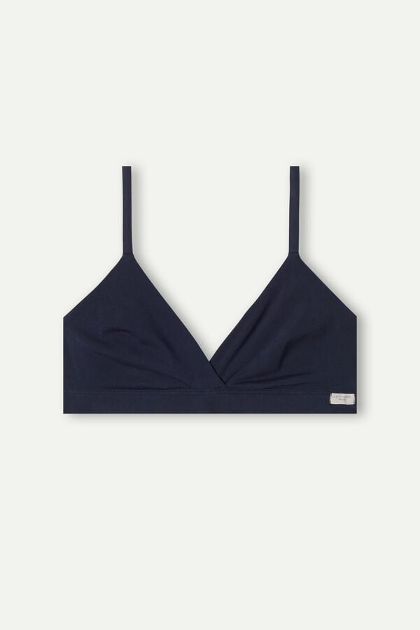 Women Intimissimi Emma Triangle Natural Cotton Bra Blue | 0729463-BV