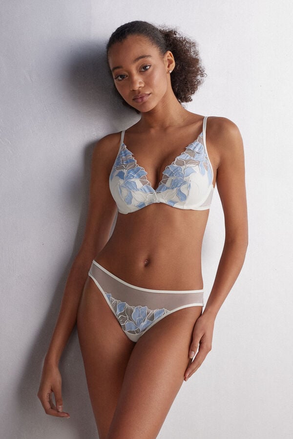 Women Intimissimi Eternal Flowers Giorgia Balconette Bra Blue | 0564279-YI