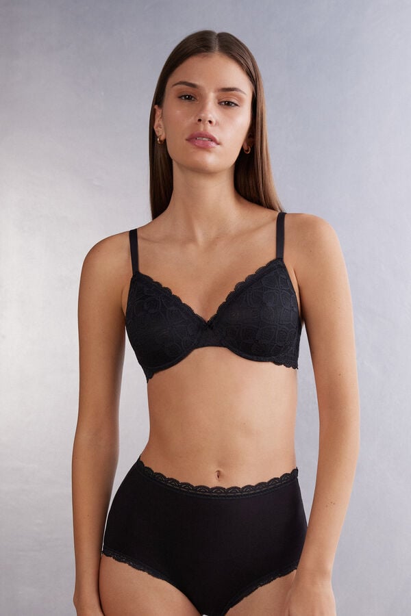 Women Intimissimi Francesca Balconette Lace Bra Black | 3107254-AN