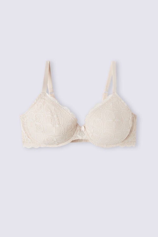 Women Intimissimi Francesca Balconette Lace Bra Cream Pink | 4697538-NP