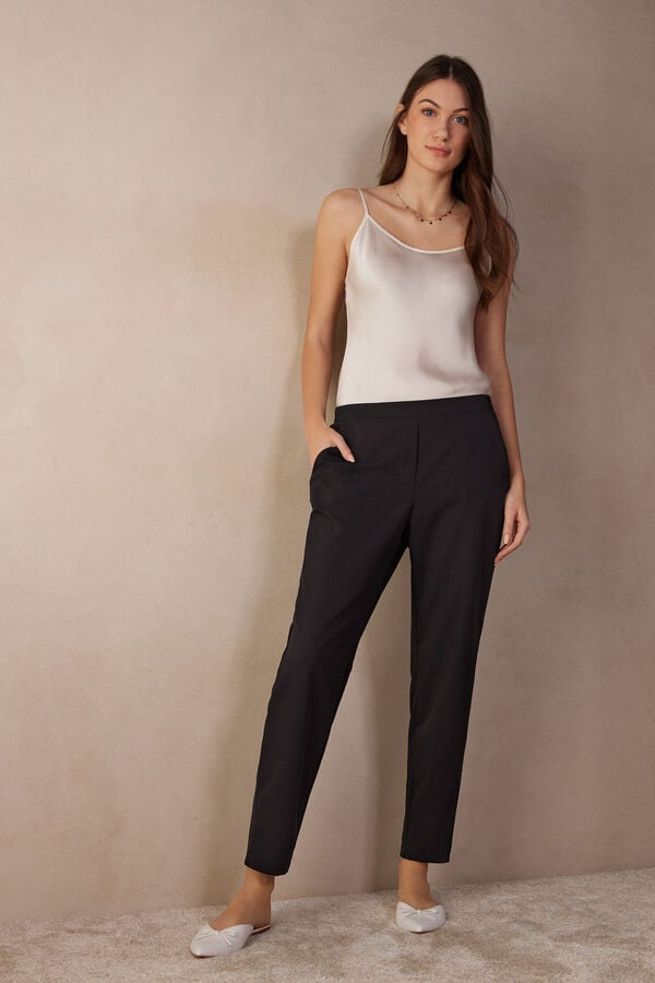 Women Intimissimi Full Length With Pockets Pants Black | 5473029-WS