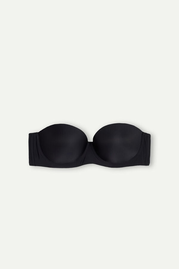 Women Intimissimi Giada Microfiber Bandeau Bra Black | 3790846-YP