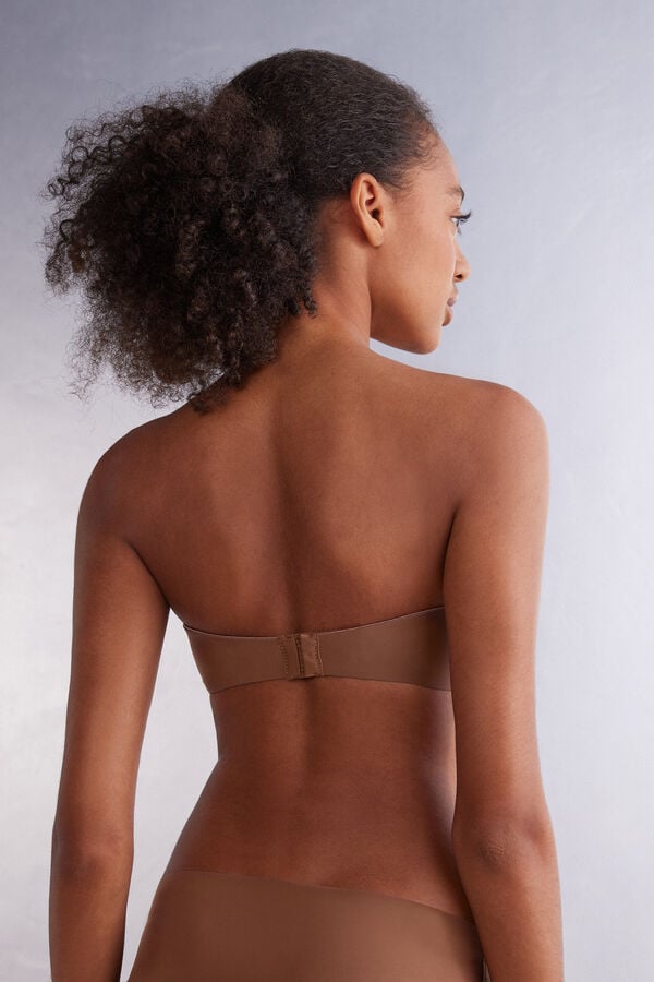 Women Intimissimi Giada Microfiber Bandeau Bra Dark Beige | 2643819-FS