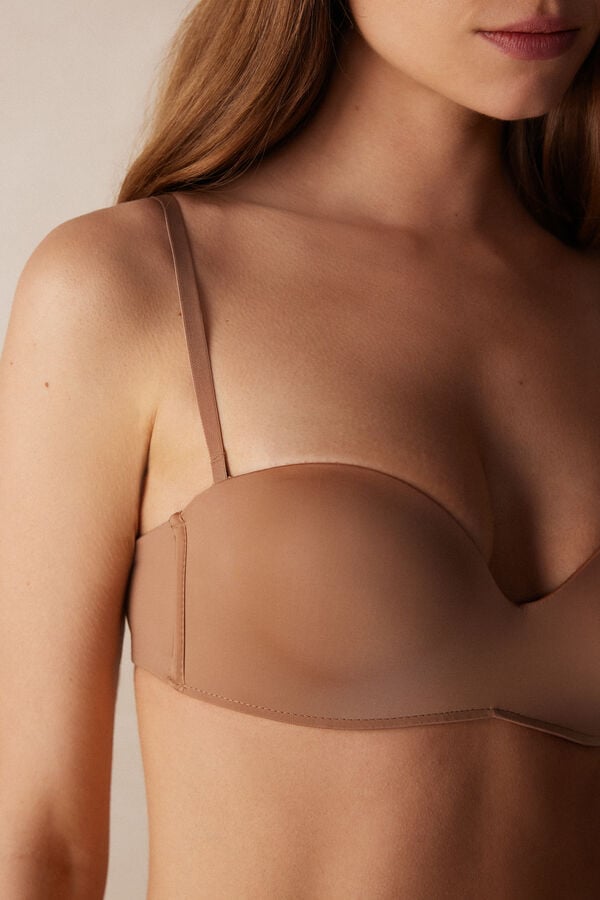 Women Intimissimi Gioia Bandeau Ultralight Microfiber Bra Beige | 6352918-DE