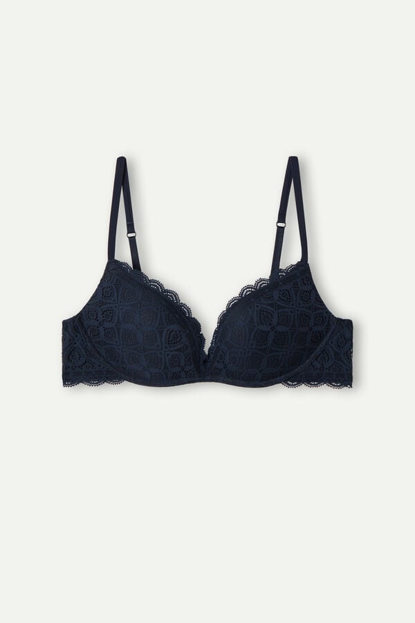 Women Intimissimi Gioia Super Push-Up Lace Bra Blue | 5234617-UY