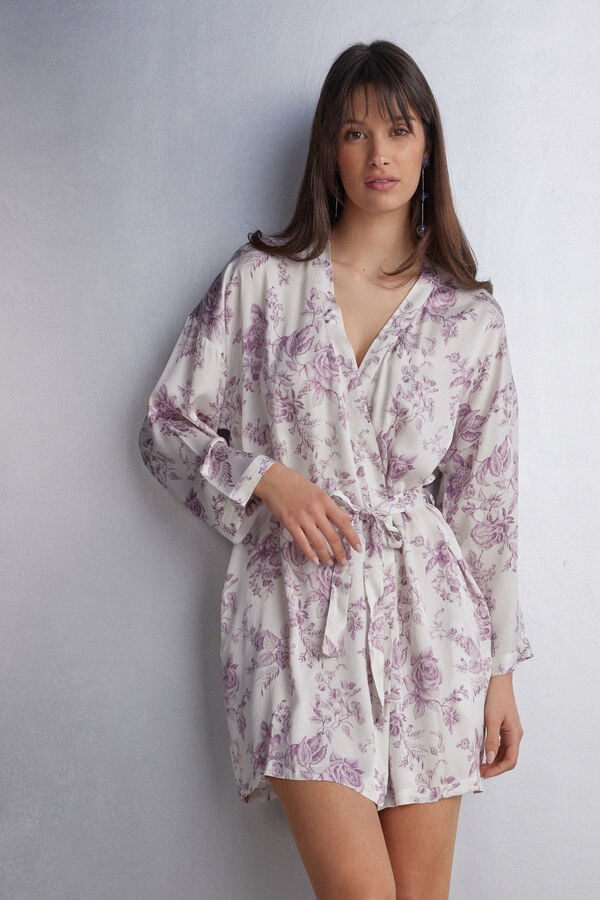 Women Intimissimi Graceful Simplicity Satin Kimono Pajamas Rose | 8765109-XE