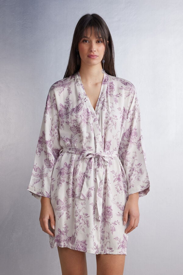 Women Intimissimi Graceful Simplicity Satin Kimono Pajamas Rose | 8765109-XE