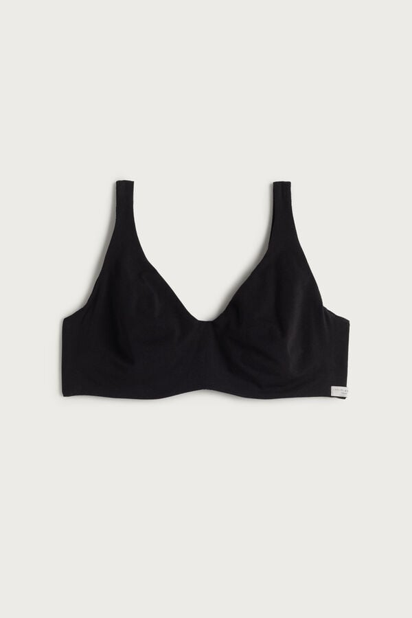 Women Intimissimi Greta Balconette Cotton Bra Black | 1492786-CS