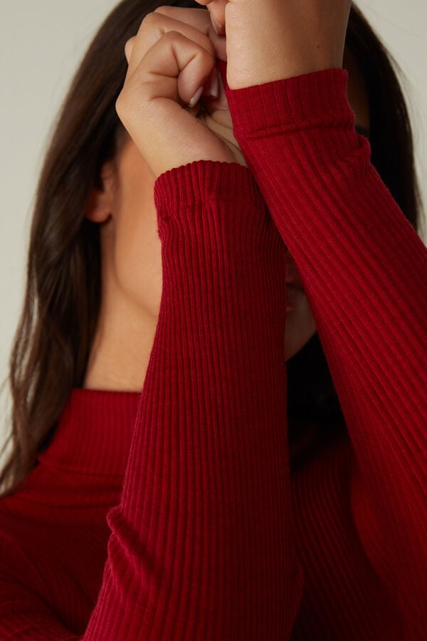 Women Intimissimi High-Neck Tubular In Wool And Silk Sweater Red | 1947250-UL