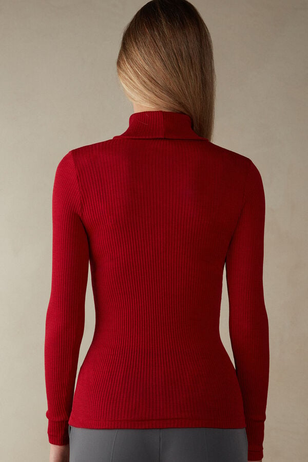 Women Intimissimi High-Neck Tubular In Wool And Silk Sweater Red | 1947250-UL