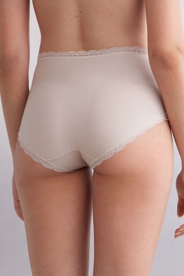 Women Intimissimi High Rise Cotton And Lace Hipsters Briefs Cream Pink | 3815904-EI